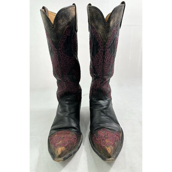 Old Gringo Distressed Embroidered Leather Tall Womens Boots 8.5 Read - Picture 4 of 10